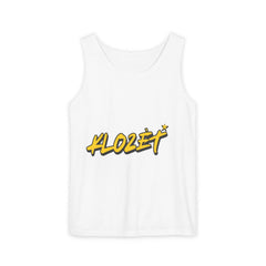 Stylish Unisex Garment-Dyed Tank Top with Fun 'Klozet' Design, Cool Summer Wear, Casual Beach Style, Gift for Friends, Trendy Streetwear
