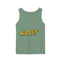 Stylish Unisex Garment-Dyed Tank Top with Fun 'Klozet' Design, Cool Summer Wear, Casual Beach Style, Gift for Friends, Trendy Streetwear