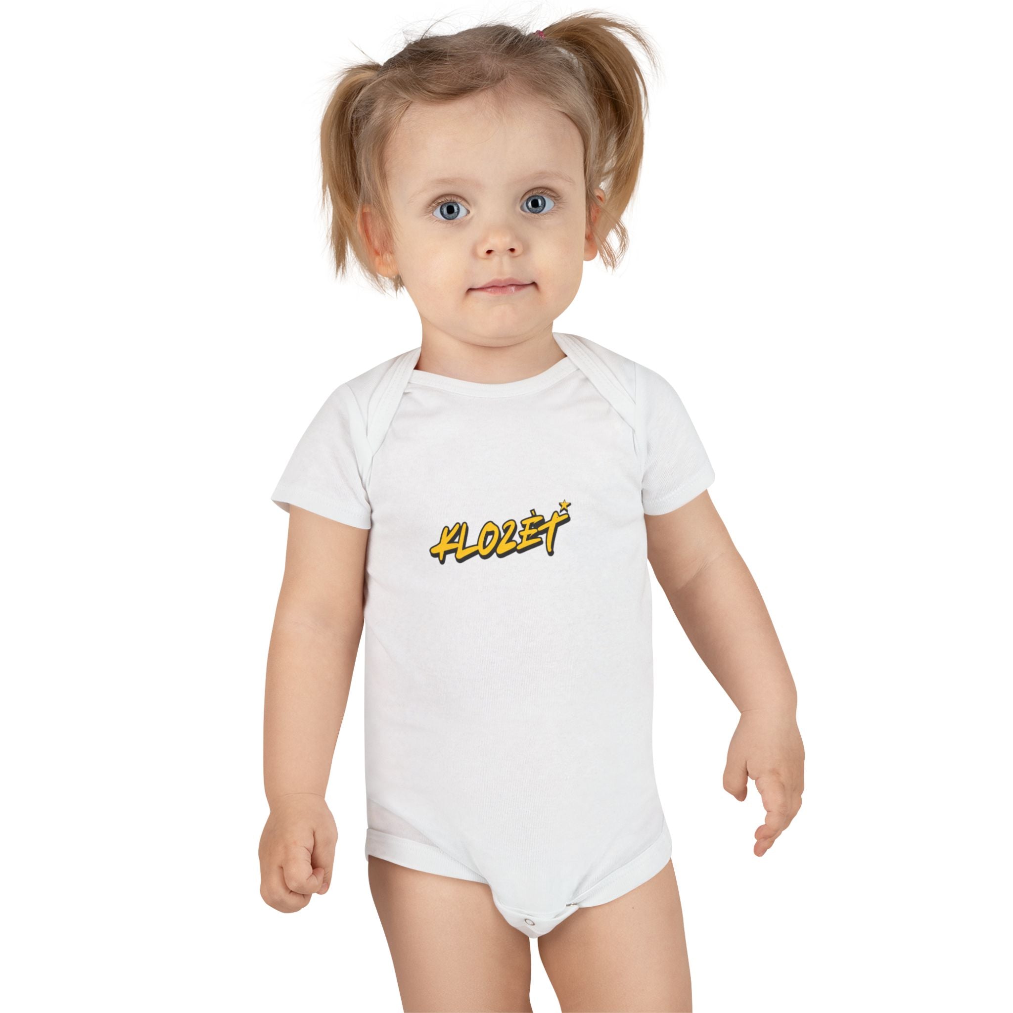 Baby Short Sleeve Onesie with 'KLOZÈT' Design - Perfect for Newborns, Baby Showers, Gifts, or Casual Wear